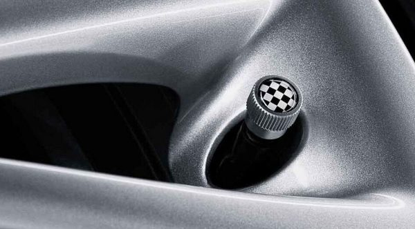 NEW GENUINE MINI CHECKERED FLAG VALVE LOGO STEM CAPS SET FITS FOR ALL MINI 36120422547 - Image 2