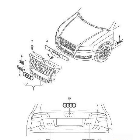 NEW GENUINE AUDI TT 11-14 RS3 11-13 FRONT GRILL AUDI EMBLEM CHROME 8J0853605 - Image 4