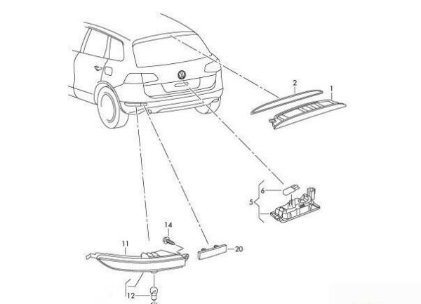 NEW GENUINE VW TOUAREG 11-14 REAR BUMPER RIGHT REFLECTOR WITH TRIM 7P6945702C - Image 5