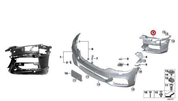 NEW GENUINE BMW 5 SERIES G30 M SPORT FRONT FOG LAMP SUPPORT LEFT N/S 51118064967 - Image 2