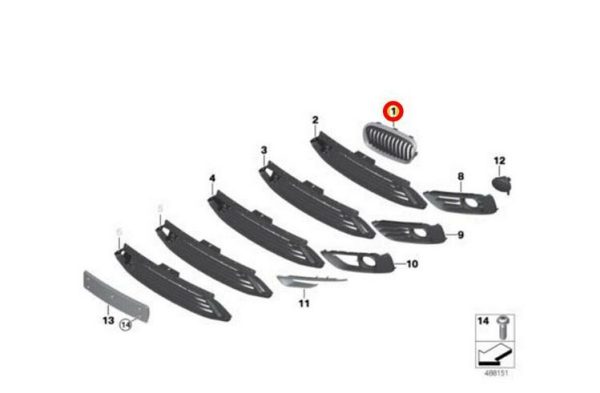 NEW GENUINE BMW 2 SERIES F45 F46 FRONT KIDNEY GRILLS LUXURY PAIR SET N/S + O/S 51137379609 + 51137379610 - Image 2
