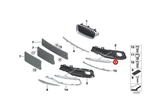 NEW GENUINE BMW 3 SERIES F30 F31 LCI FRONT BUMPER FOG LIGHT GRILL TRIMS PAIR SET 51117396841 + 51117396842 - Image 6