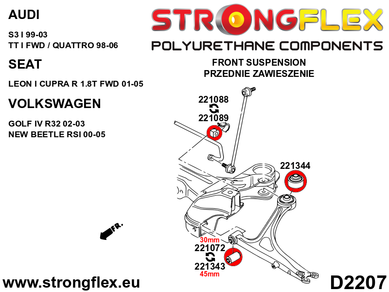 221344B: Front wishbone rear bush - Image 2