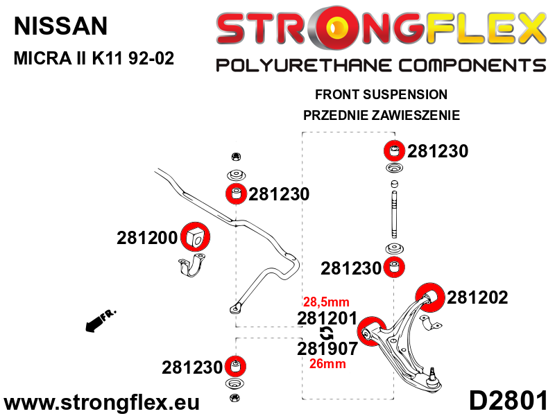 286055B: Front suspension bush kit - Image 2