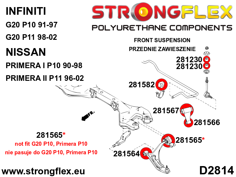 286155A: Front suspension bush kit SPORT - Image 2