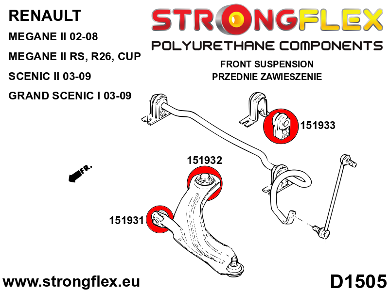 156084A: Front suspension bush kit SPORT - Image 2