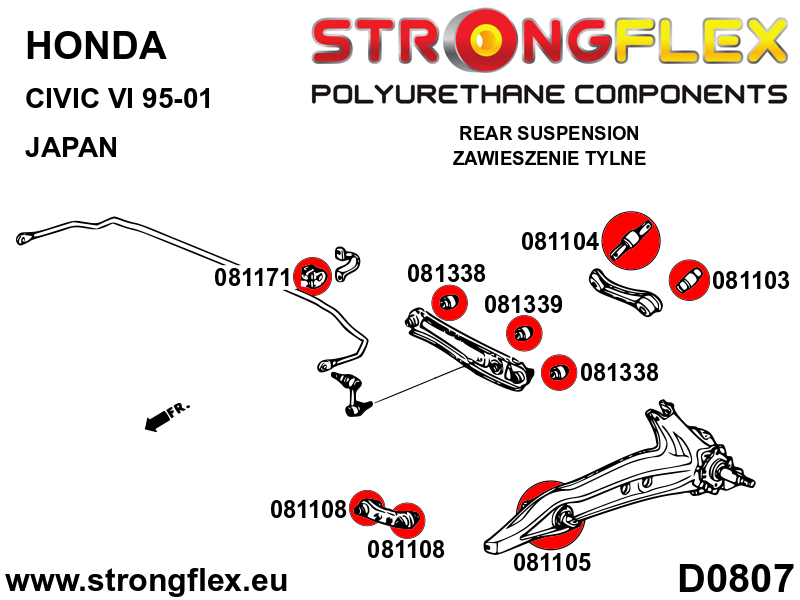 086094A: Rear suspension bush kit no rear trailing arm mount bush SPORT - Image 2
