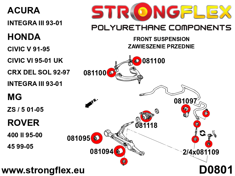 086019B: Front suspension bush kit - Image 2