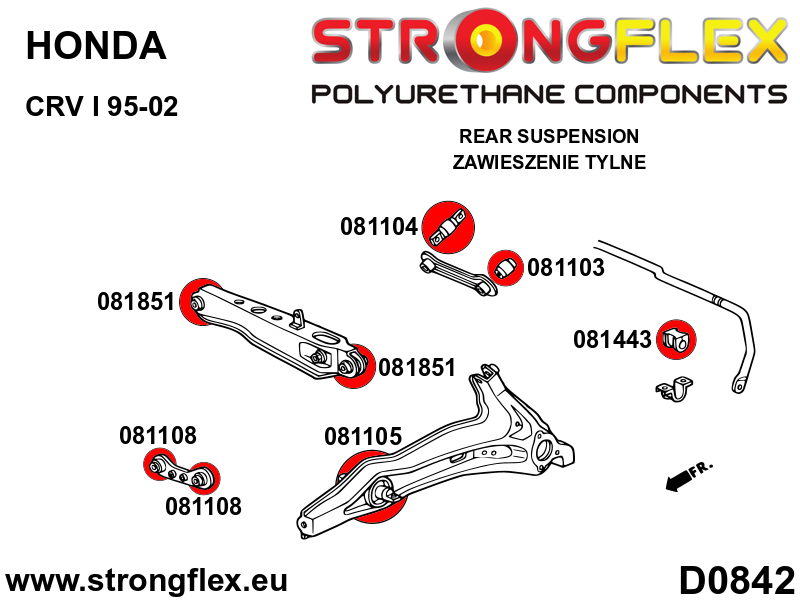 086243A: Rear suspension bush kit (no bushes 081105B) SPORT - Image 2