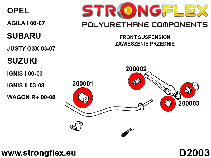 206157A: Front suspension bush kit SPORT - Image 2