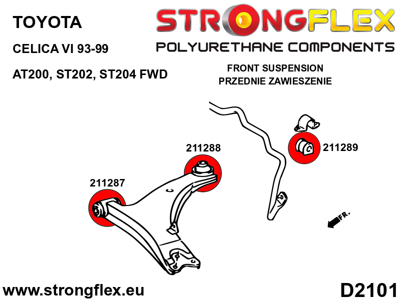216120B: Front suspension polyurethane bush kit - Image 2
