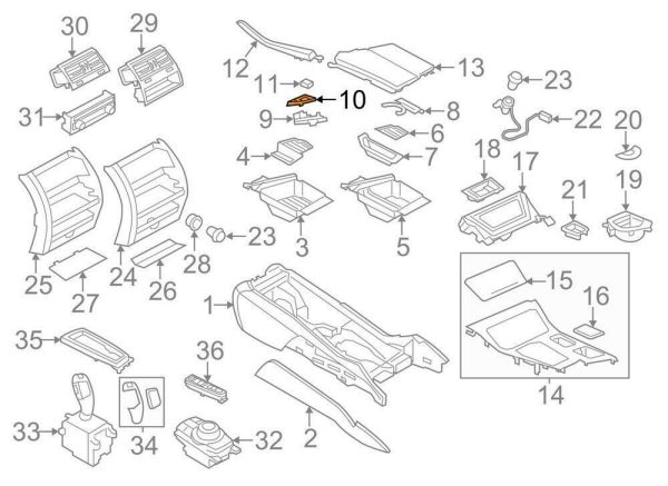BMW NEW GENUINE F10 F11 5 14-16 CENTER CONSOLE LOCK CHROME COVER LHD 51169277348 - Image 3