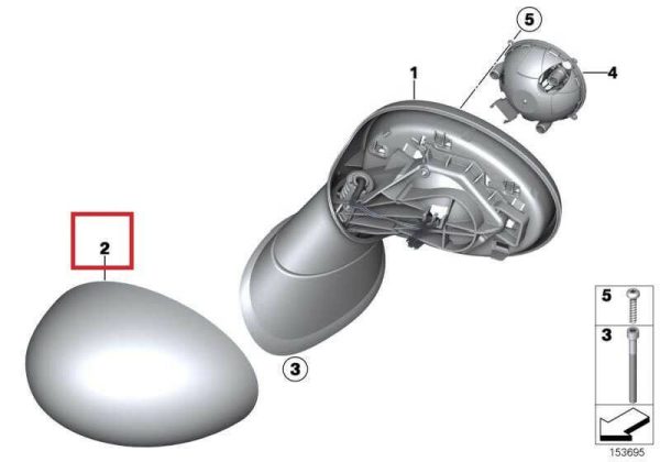 MINI NEW GENUINE R56 R55 R57 R58 R59 R60 R61 MIRROR CAP LEFT SIDE PRIMED 51162754913 - Image 2