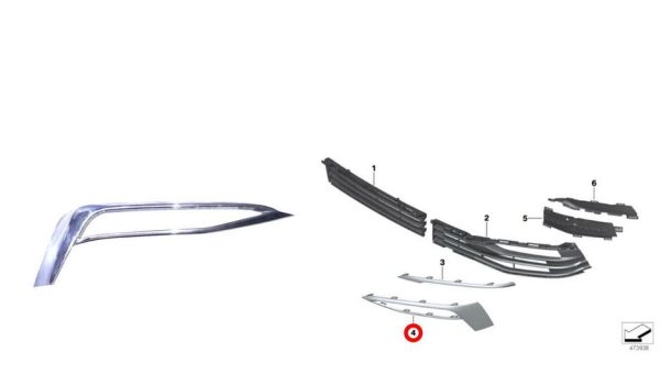 NEW GENUINE BMW 5 SERIES G30 G31 FRONT BUMPER LUXURY LINE CHROME TRIM RIGHT O/S 51117385284 - Image 6