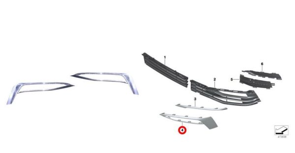 NEW GENUINE BMW 5 SERIES G30 G31 FRONT BUMPER LUXURY LINE CHROME TRIMS PAIR SET 51117385283 + 51117385284 - Image 6