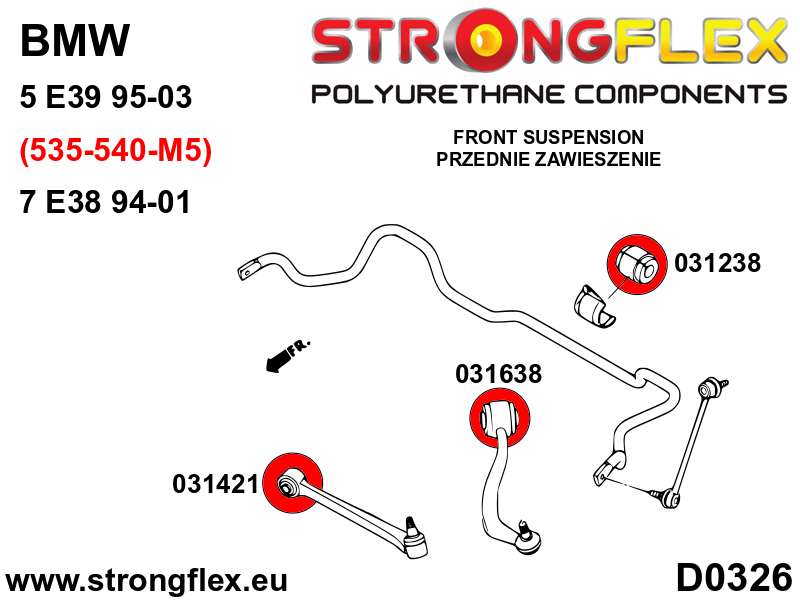 036087A: Front suspension bush kit SPORT - Image 2