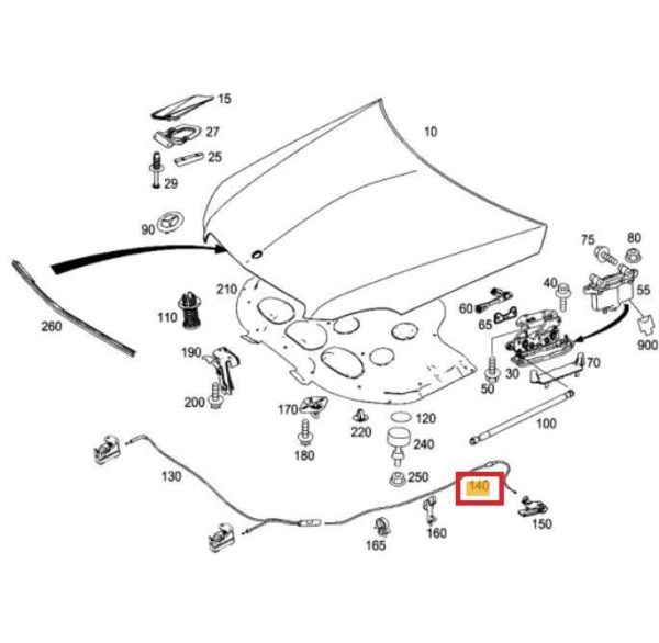 NEW GENUINE MERCEDES BENZ MB C CLASS W204 ENGINE HOOD CABLE A2048800559 - Image 2