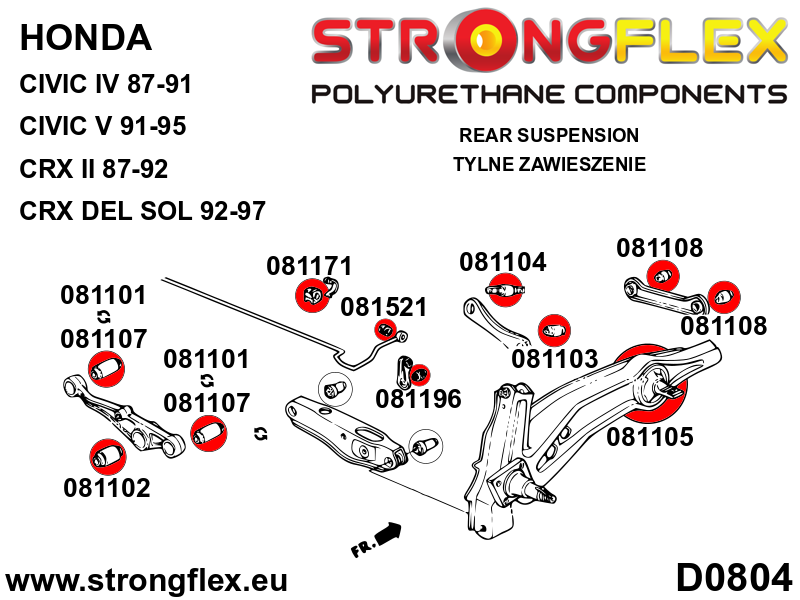 086022B: Rear suspension bush kit - Image 2