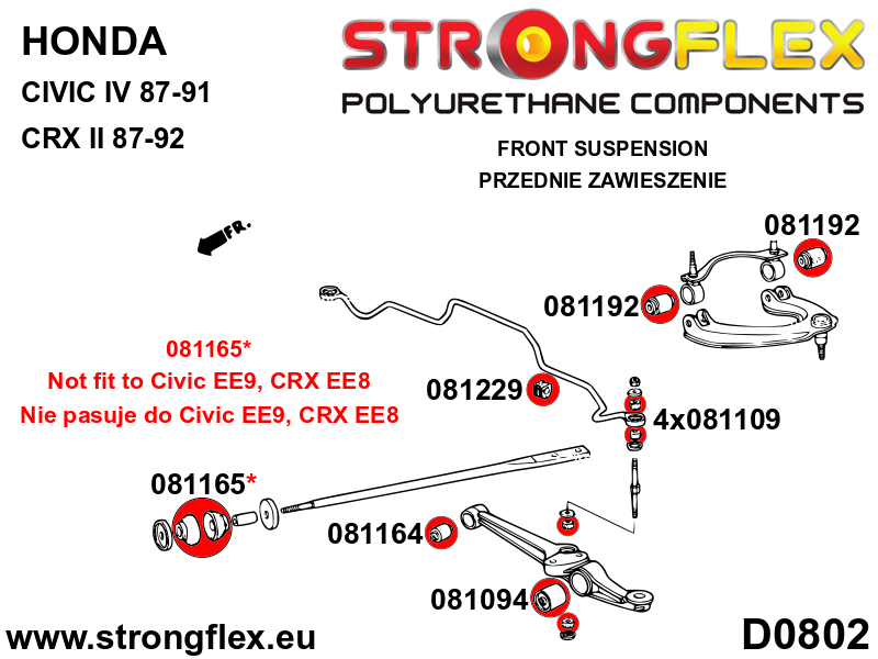 086056B: Front suspension bush kit - Image 2