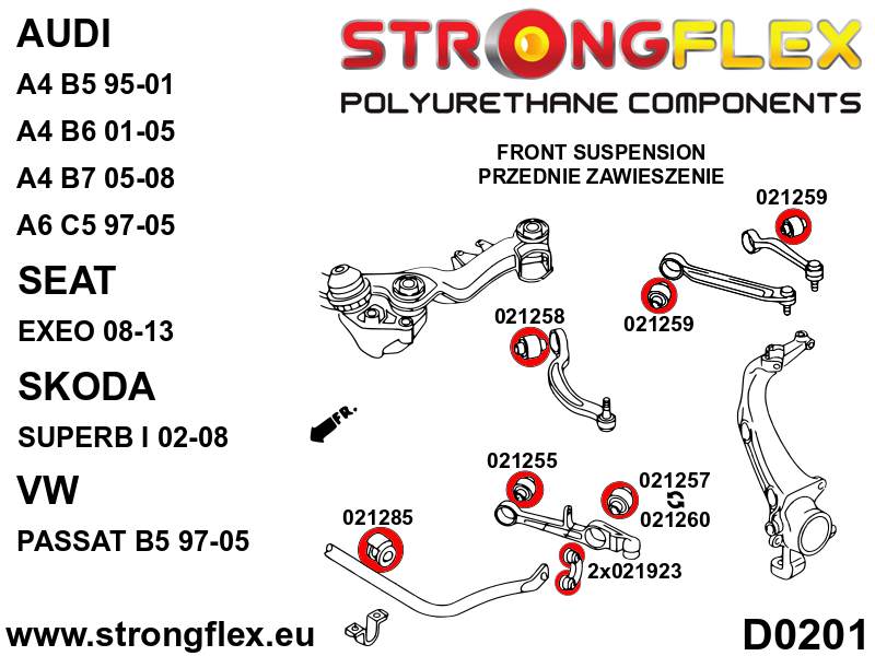 021260A: Front lower wishbone outer bush - length 37mm SPORT - Image 2