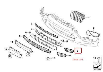 NEW GENUINE BMW X5 E70 M SPORT FRONT BUMPER LOWER RIGHT OPEN GRILLE 51118038268 - Image 2