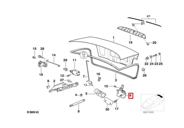 BMW NEW GENUINE 3 SERIES E36 REAR TAILGATE TRUNK BOOT LID LOCK MECHANISM 51241960861 - Image 2