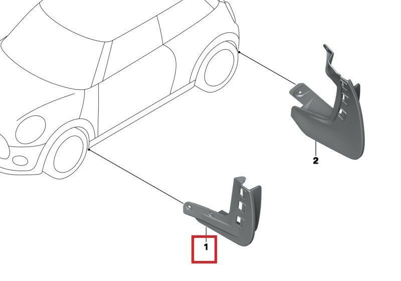 MINI NEW GENUINE F56 F57 FRONT MUD FLAPS SET O/S N/S 82162338565 - Image 2