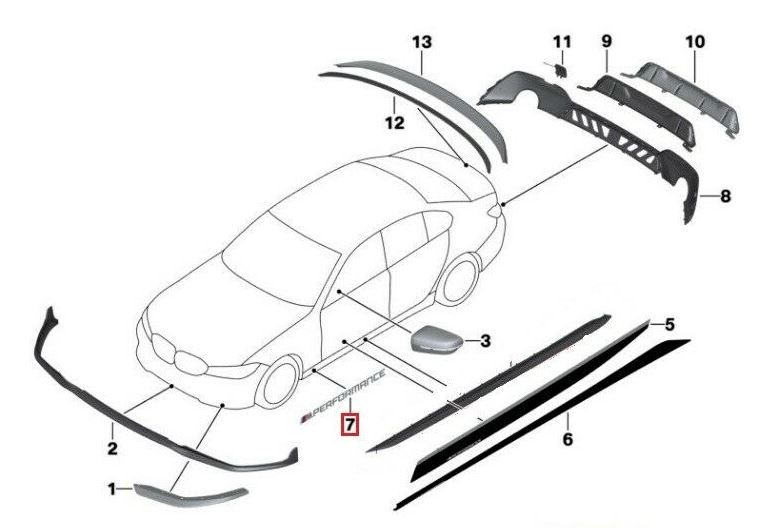 NEW GENUINE BMW G20 G14 G15 G05 DECAL KIT STICKER M PERFORMANCE 51142461811 - Image 4