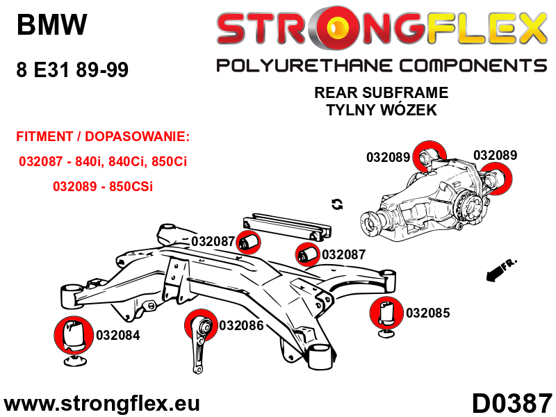 036084A: Rear subframe bush kit SPORT - Image 2
