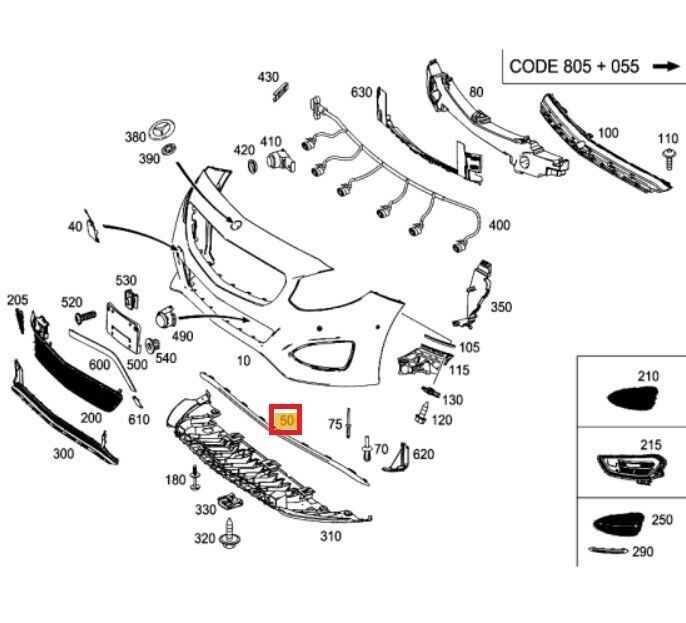 NEW GENUINE MERCEDES BENZ B CLASS W246 FRONT BUMPER LOWER CHROME TRIM STRIP A2468852321 - Image 2