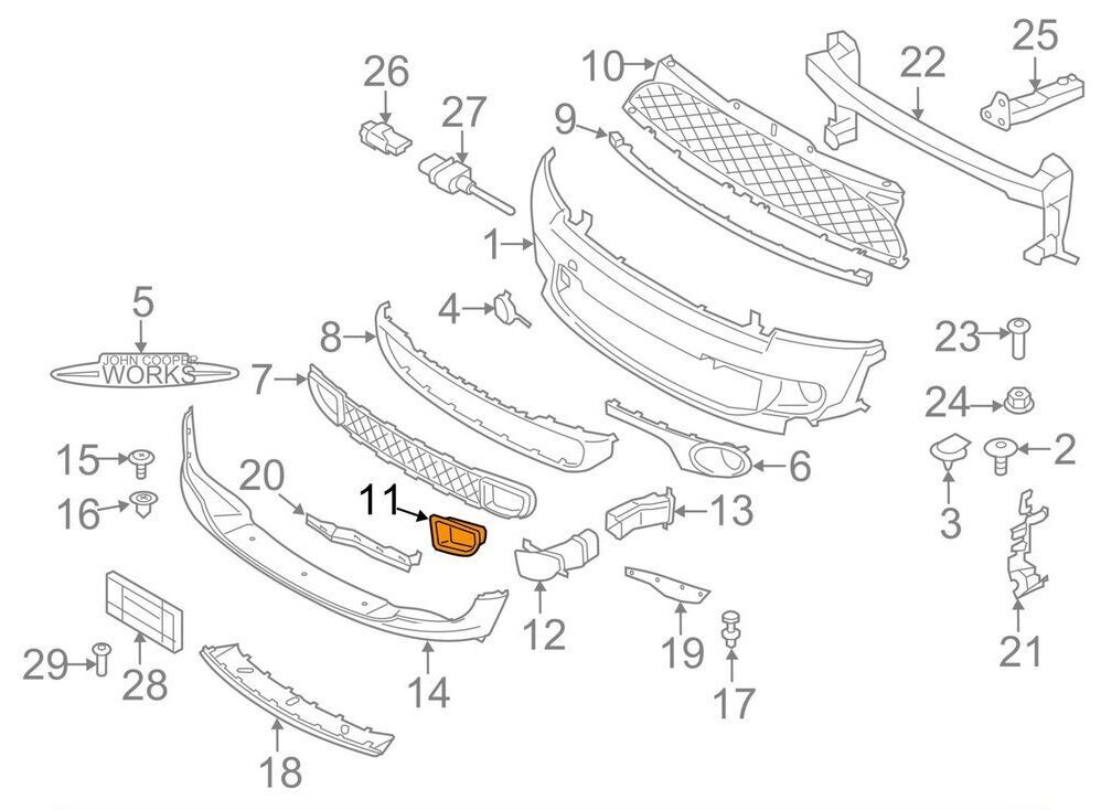MINI NEW GENUINE R55 R56 R57 R58 R59 JCW S FRONT AIR DUCT FRAME CHROME RIGHT O/S 51117255120 - Image 3