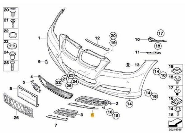 NEW GENUINE BMW 3 SERIES E90 LCI FRONT BUMPER FOG LIGHT GRILL TRIM RIGHT O/S 51117198896 - Image 2
