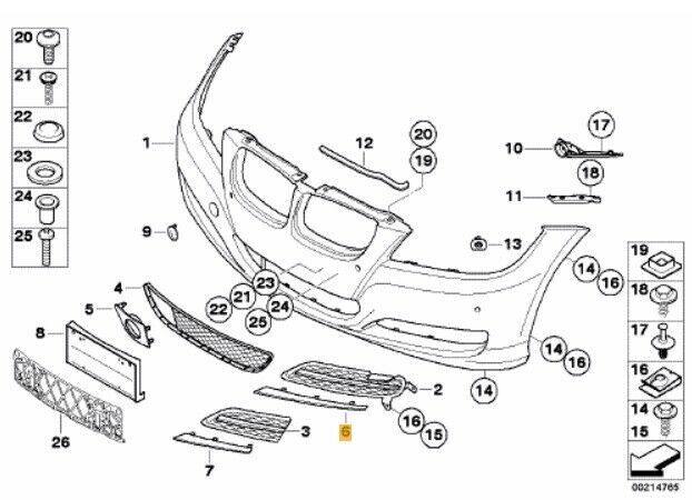 NEW GENUINE BMW 3 SERIES E90 LCI FRONT BUMPER FOG LIGHT GRILL TRIM RIGHT O/S 51117198896 - Image 2