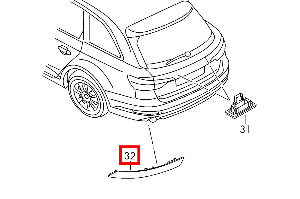 NEW GENUINE AUDI A4 B9 15-18 REAR BUMPER RIGHT O/S LIGHT REFLECTOR 8W0945106C - Image 2