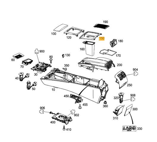 NEW GENUINE MERCEDES BENZ MB C CLASS W204 BLACK CENTER CONSOLE COVER RHD A20468002079H44 - Image 3