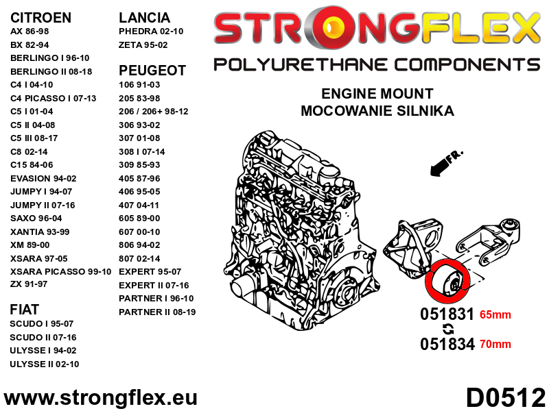 051834A: Front lower engine mount 70mm SPORT - Image 2
