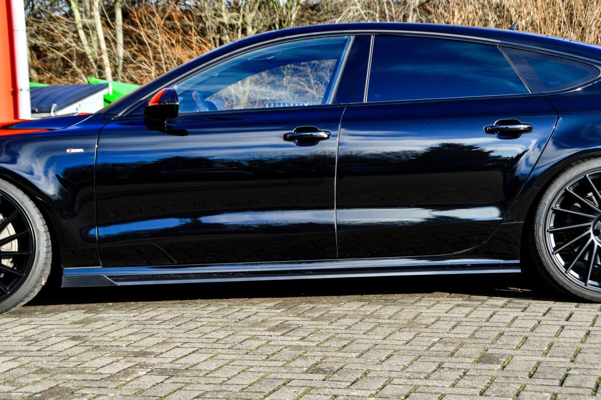Performance Side skirts addons / Blades / diffusers / sill covers with Wing For Audi A7 C7 4G Facelift 14-18 - Image 2