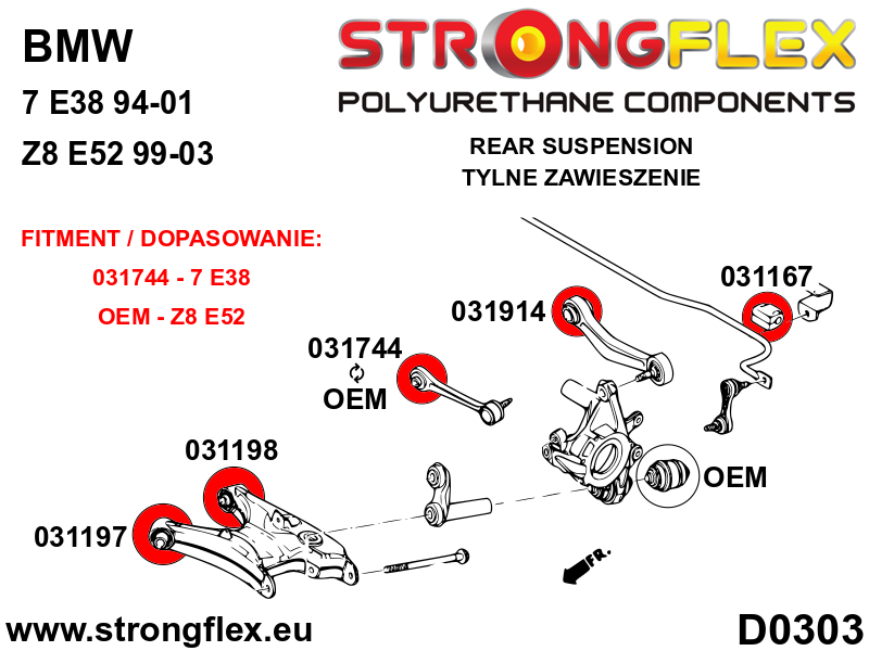 036088A: Rear suspension bush kit SPORT - Image 2
