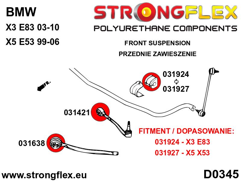 036095B: Front suspension bush kit - Image 2