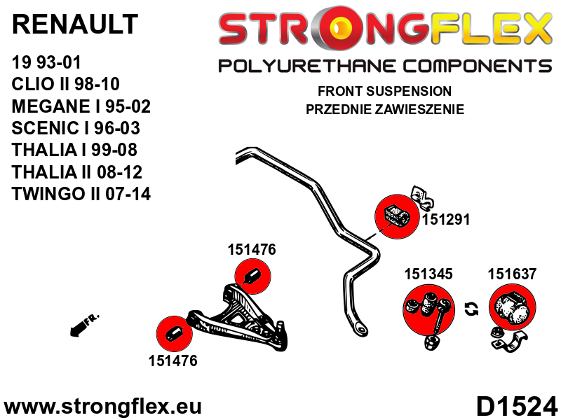 156079B: Front suspension bush kit - Image 2