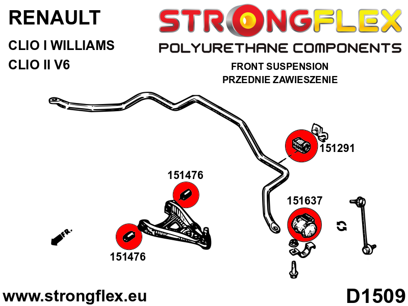 156080A: Front suspension bush kit SPORT - Image 2
