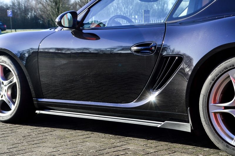 Black Gloss Performance Side skirts addons / Blades / diffusers / sill covers with Wing ForPorsche Cayman 987 2005-2013 - Image 3