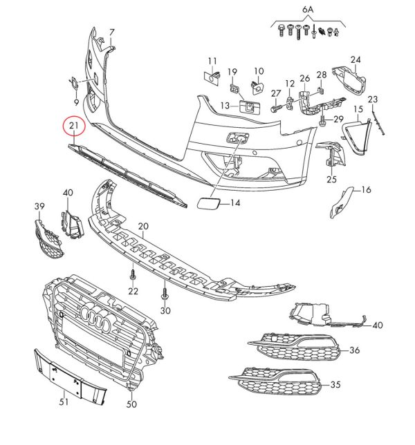 NEW GENUINE AUDI A3 S3 2013-2017 FRONT BUMPER LOWER CENTER GRILL 8V3807647 9B9 - Image 2