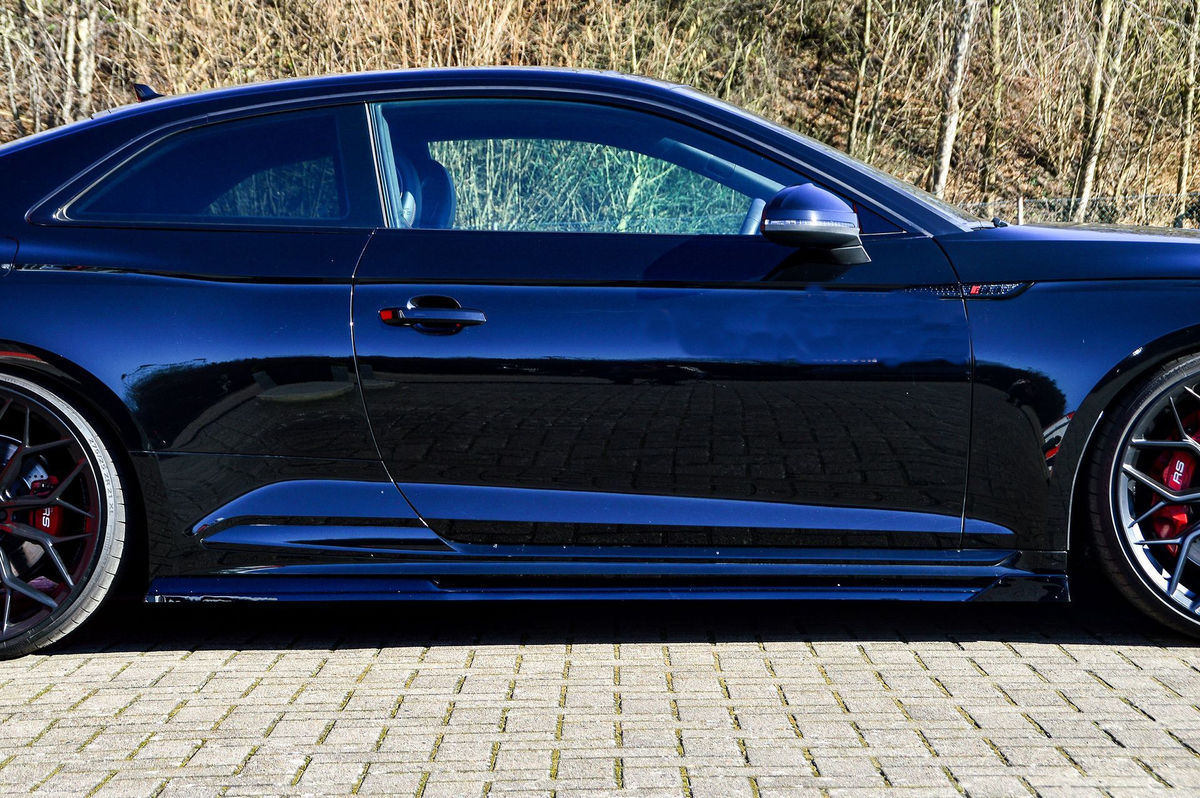 Black Gloss Performance Side skirts addons / Blades / diffusers / sill covers with Wing For Audi RS5 B9 F5 17-20 - Image 3