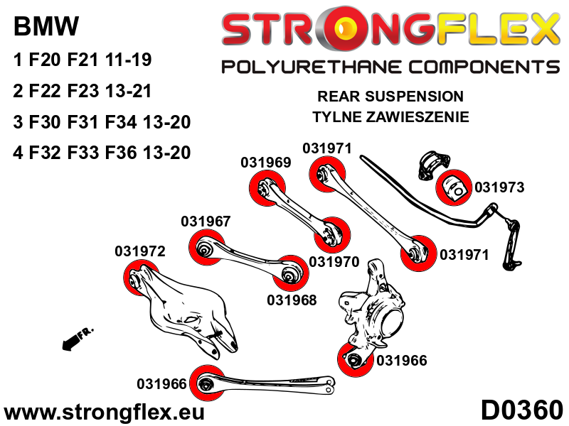 036050A: Rear suspension bush kit SPORT - Image 2