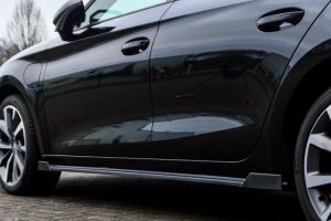Black Gloss Performance Side skirts addons / Blades / diffusers / sill covers with Wing For Seat Leon KL 5 .door and ST 2020+