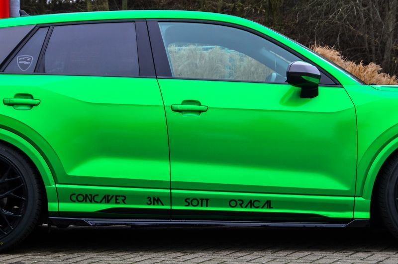 Black Gloss Performance Side skirts addons / Blades / diffusers / sill covers with Wing For Audi Q2 GA 2016-2020 - Image 3