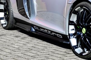 Black Gloss Performance Side skirts addons / Blades / diffusers / sill covers with Wing For Audi R8 42 2006-2015