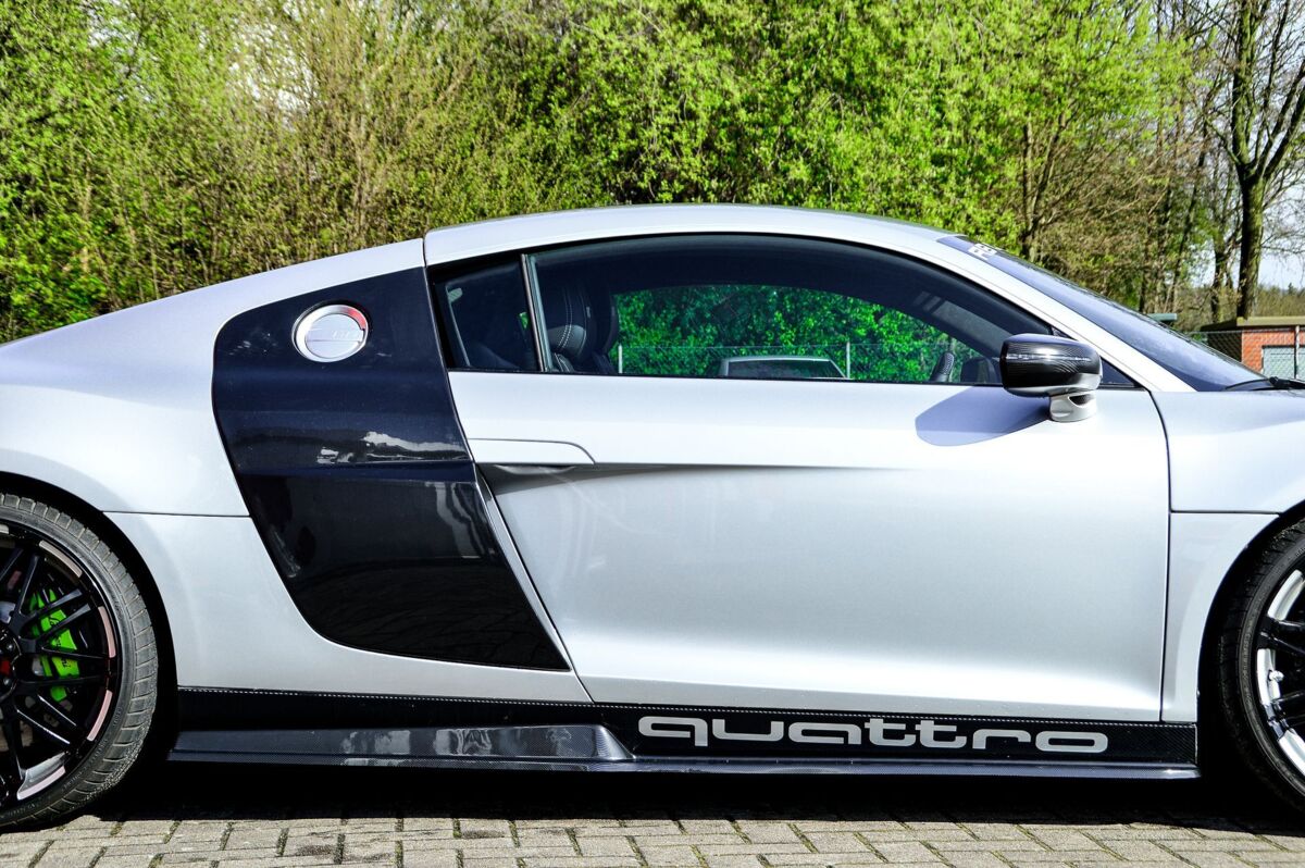 Black Gloss Performance Side skirts addons / Blades / diffusers / sill covers with Wing For Audi R8 42 2006-2015 - Image 2