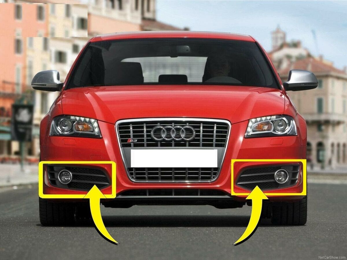 NEW GENUINE AUDI S3 2008-2012 FL FRONT BUMPER FOG LIGHT GRILL PAIR SET N/S O/S - Image 3